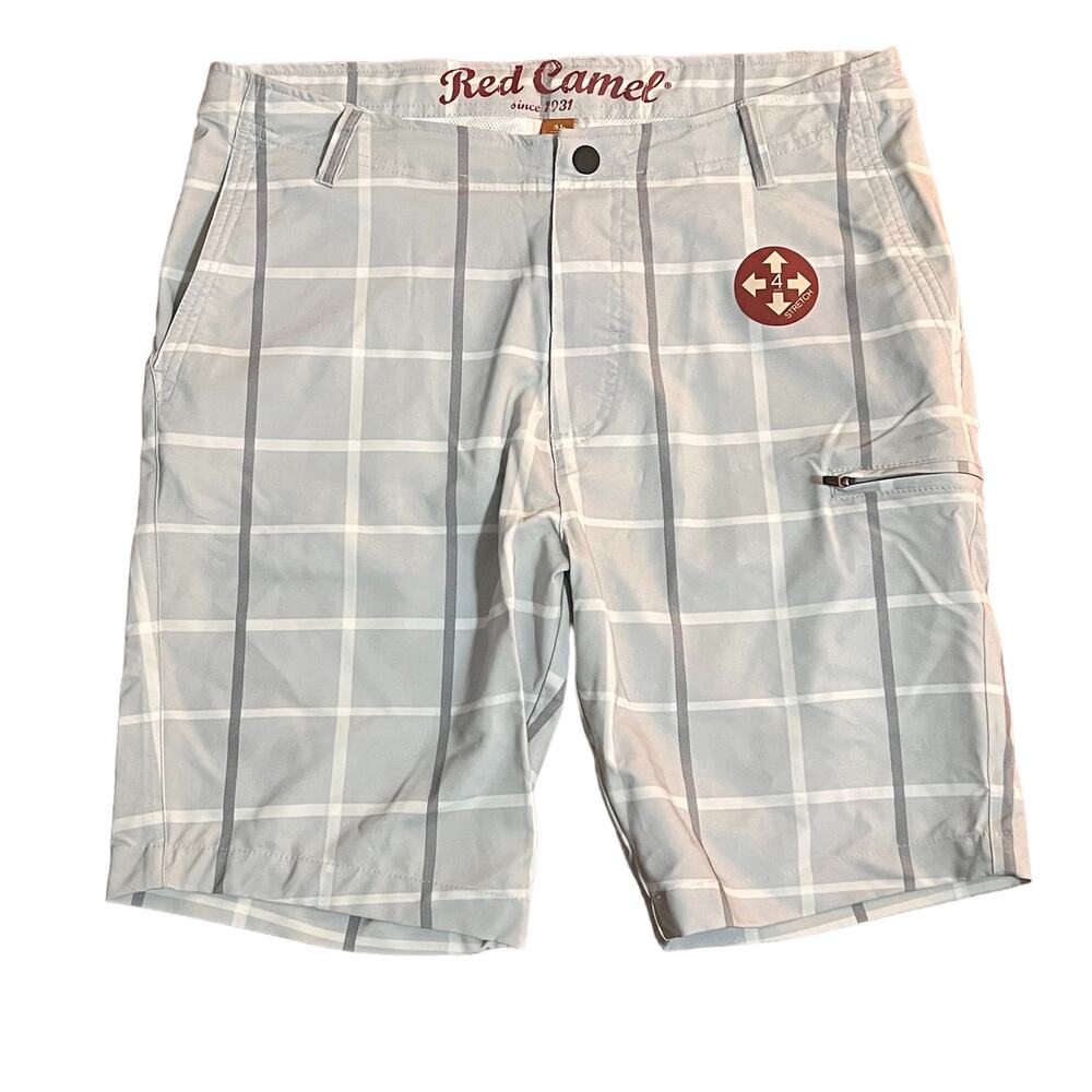 Red Camel Men’s Gray Plaid Board Shorts Size 31 NWT
